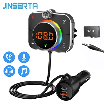 JINSERTA Bluetooth 5.0 אפנן FM RGB אור אלחוטית מכונית נגן MP3 עם TF חריץ USB המוזיקה משטרת 20W QC3.0 מהיר מטען ערכות
