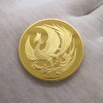 יפן הזהב פיניקס חרצית מטבע מזכרת אמנות מצופה זהב אוסף מטבעות מתנה דיה 40MM