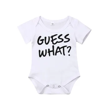 בנות תינוק תינוק חמוד קיץ בגדי הגוף לבן שרוול קצר מכתב להדפיס כותנה סרבלים תלבושת 0-18M