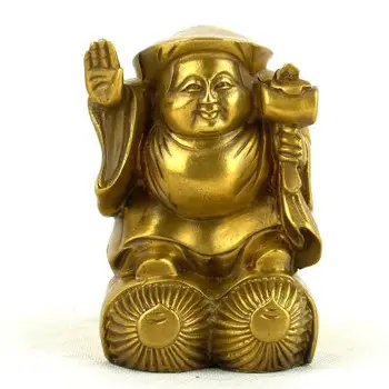 ברונזה שלוש צדדי שחור גדול השמיים בודהה הפסל של עושר בודהה קישוטים