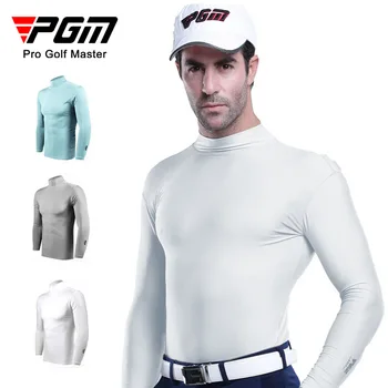 גברים חולצת הגולף הגנה מפני השמש תחתונים ארוך שרוול קירור קרח משי חולצות, אנטי-UV רך גולף ואביזרים מ