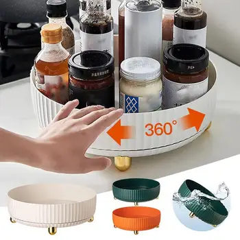 360 סיבוב המשטח המסתובב ארגונית ארון התבלינים מדפים עם 4 רגליים לשתות קוסמטיים אחסון בעל המזווה השיש במטבח שולחן