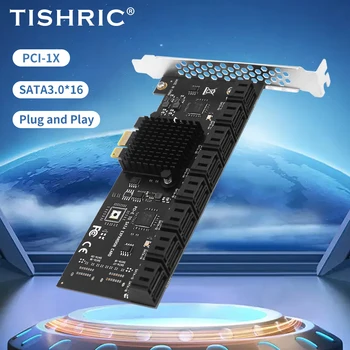 TISHRIC PCIE3.0 1x עד 16 יציאות SATA3.0 III הרחבה כרטיס PCIE SATA Controller מתאם PCI Express מכפיל 6Gbps להוסיף על כרטיסים