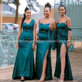 ירוק צייד ארוכה שושבינה שמלות 2024 צד שסף אפריקה נשים שמלת מסיבת חתונה אלגנטי סלבריטאים שמלות