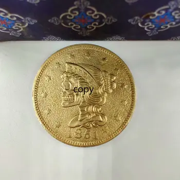 HB לנו נוד 1851 קטן הכתר מורגן מטבע הגולגולת נחושת תג מצופה עיצוב אודי גוצ ' י העתק מטבעות