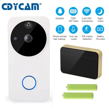 Cdycam עמיד למים IP 720P וידאו אינטרקום אלחוטי פעמון PIR אזעקה אבטחה אלחוטית אינפרא אדום מצלמה עם סוללות ומקלט