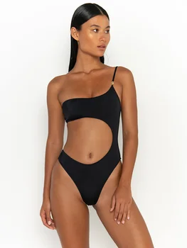 לחתוך את בגד הים מוצק צבע ביקיני סט 2023 קיץ בגדי ים כתף אחת Beachwear ברזילאים, בגדי ים בגד גוף סקסי