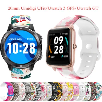 20mm Smartwatch סיליקון מודפסים הרצועה על Umidigi UFit/Umidigi Uwatch 3 GPS/Uwatch GT/Uwatch3 צמיד צמיד החלפה