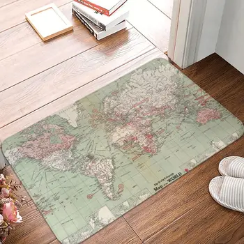 עתיק אפור אדום מפת העולם ההיסטורי שטיחון אמבטיה מלבן מחצלת המטבח בבית מרפסת אנטי להחליק הרצפה שטיח מחצלת דלת האמבטיה שטיח