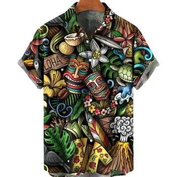 הוואי סגנון גברים חולצות, חוף בגדים, קצר שרוול חולצות, גדול בגולגולת הראש, הדפסת 3D, קיץ רפויים, מזדמן