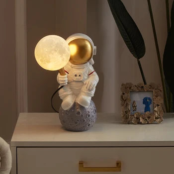 נורדי קישוט מתנה בלילה אור אסטרונאוט מנורת קיר יצירתי אישיות סלון חדר שינה חדר ילדים חקר הירח