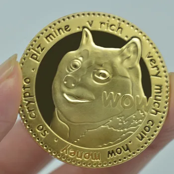 מצופה זהב פיזי הכלב מטבעות BTC Dogecoin מטבעות הנצחה כלב חמוד דפוס כלב מזכרת אוסף האומנות.