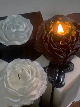 גותי רוז נרות ריחניים שחור אסתטי פרח נר יצירתי מתנה בסגנון נורדי קישוט הבית סויה שעווה