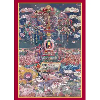 המערבי מבורכת העולם הבודהות בודהיסטוות דיוקן אמיטאבהא בודהה מבורכת העולם thangka יד ציור נייר צילום פלסטיק
