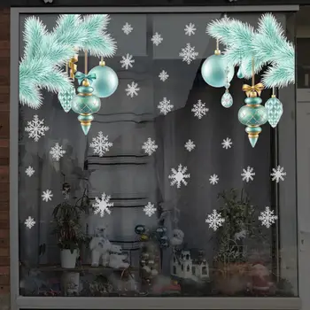 1 סט חג המולד מדבקות חלון פתית שלג סניפים דפוס PVC חלון מדבקות חג המולד תליונים סגנון זכוכית מדבקה הביתה