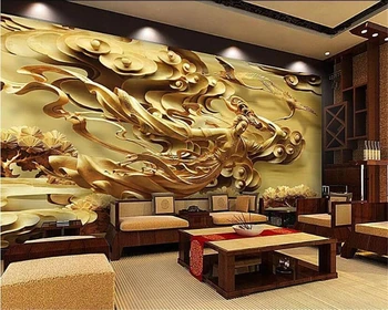 wellyu מותאם אישית ציור קיר זהב קלאסית השמימי ילדה פזורים פרחים פיות קריין Xiangyun גילוף בעץ הקלה רקע קיר