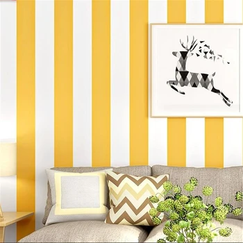 wellyu חם צהוב טפט פסים אנכיים מודרני מינימליסטי חדר שינה סלון חדר ילדים בטלוויזיה רקע קיר נייר