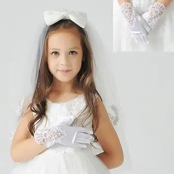 ילדים שמלת החתונה של הנסיכה הופעת ריקוד מלא אצבע כפפות הבמה כפפות כפפות חתונה נסיכה כפפות