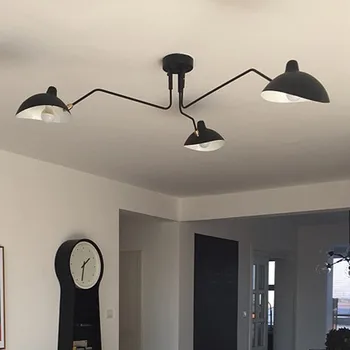 פוסטמודרניזם נברשת שחור ברזל יצוק נברשת עבור הסלון בר קפה עכביש מנורות וינטג ' לופט גדול chandeli