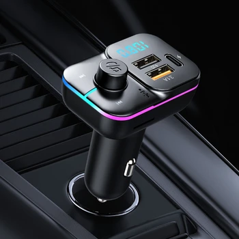 דיבורית לרכב משדר FM Bluetooth 5.0 דיבורית אודיו נגן MP3 QC3.0 משטרת 25W סופר מהיר מטען אוטומטי אפנן FM