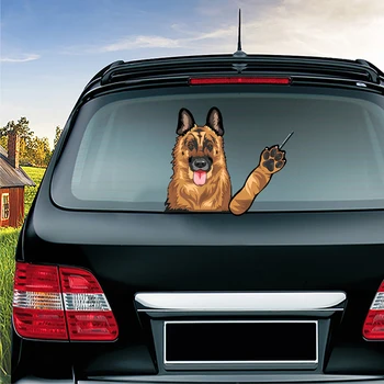 חמוד רועה גרמני מכונית כלב מגב מדבקות על הרכב האחורי שמשת החלון מנפנפת מגב-PVC, ניתן להסרה מדבקות רכב Decors