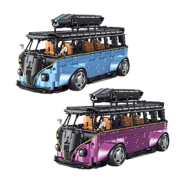 המיניוואן אבני הבניין אוטובוס מודל MOC T5022A T5022B היי-טק הרכב לבנים זועם המכונית צעצועים מתנות חג המולד לילדים בנים