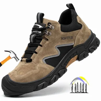 אנטי-ניקוב נעלי עבודה עם בוהן פלדה אנטי ניצוץ מגפי זמש לגברים אנטי להחליק נעלי בטיחות בלתי ניתן להריסה נעליים לגברים מתנה
