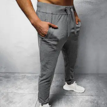 גברים מכנסיים אלסטיים ספורט מכנסי כותנה אמצע המותן אטרקטיבי חם שמירה מדמיע עמיד גברים מכנסיים