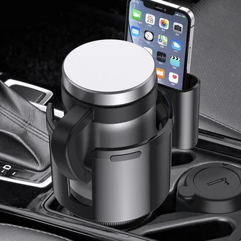הרכב מחזיק כוסות 2 ב 1 לשתות & נייד מחזיק טלפון רב תכליתי טלפון נייד בעל עמוד מתכווננת לרכב רכב גביע סטנד
