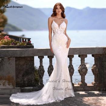 Lakshmigown Vintge התחרה בתולת ים שמלת חתונה עבור נשים 2023 חדש החלוק דה Mariee סקסי כלה בוהו חוף שמלות כלה