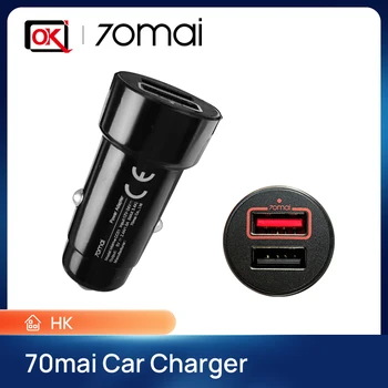 מקורי 70mai QC 3.0 מהיר, מטען לרכב תיק מתכת מיני 2USB יציאת טלפון נייד Dual USB מטען לרכב מתאם טעינה מהירה