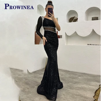 Prowinea חצוצרה קריסטל נוצצים בצד שסף אחת כתף יוקרה סלבריטאים שמלת ערב גלימות דה לנשף בהזמנה אישית פשוט