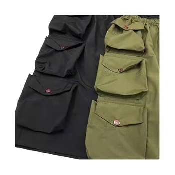 22SS קפיטל שני צבעים Multi-כיס חגורה שרוך אלסטי מזדמנים מכנסיים קצרים יפנית מגמה גברים, נשים, 1:1. צבא ירוק הסרבל.