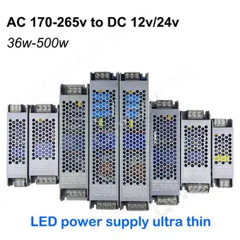 AC 220v DC 12V/24VLED אספקת חשמל תאורה רובוטריקים מתאם מתג 60W 100W 150W 200W 300W על רצועות LED אולטרה דק M20
