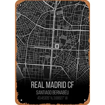 בציר תראה שלט מתכת קבוצות ספורט אצטדיון מפות ריאל מדריד פח צלחת קיר בעיצוב