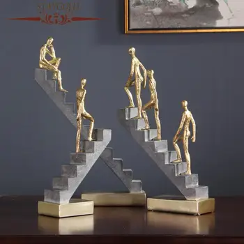 חתיכה אחת שרף פסל נורדי הביתה אביזרי קישוט סלון זהב פסלון עיצוב משרד פיסול מופשט אמנות מודרנית