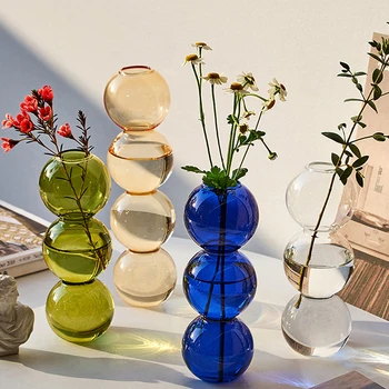 נורדי זכוכית בועה אגרטל פרחים סידור השולחן פרחים אגרטלים יצירתי שקוף כדורית הידרופוניקה צמח אגרטל עיצוב הבית