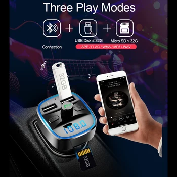 קלאסי מרקם מעשית ניידת לרכב Bluetooth תואם-5.0 אפנן FM משדר רב תפקודי עמיד מטען MP3