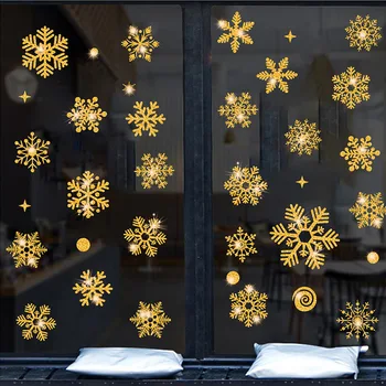 אפקט הנצנצים פתית שלג אלקטרוסטטית קיר מדבקת חג המולד הילדים עיצוב חדר חלון זכוכית לקישוט הבית טפט שנה חדש