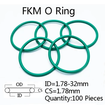 100pieces ירוק FKM טבעת O CS 1.78 מ 