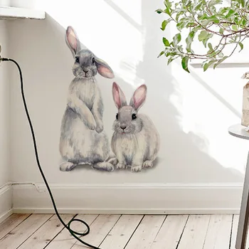 באני מדבקות קיר שני ארנב חמוד מדבקות קיר יכול להסיר מדבקות קיר לילדים של עיצוב הבית הפסחא קישוט