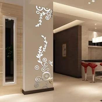 יצירתי מעגל הטבעת אקריליק קריסטל מראת קיר מדבקות DIY 3D מדבקות קיר לעיצוב הבית השינה, הסלון טפט קישוט