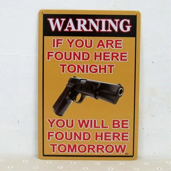 50pcs/lot שלט מתכת שיק עלוב האזהרה של רובים פח, שלטי מתכת פוסטר מתאים פאב בר קישוט הבית K-23