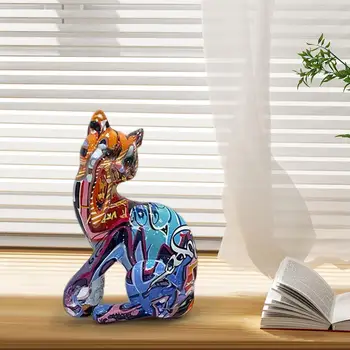 חתלתול מקסים פסל פסל תמונת אביזר קישוט אמנות אמנות אמנות קישוט חתול הפסלון עבור חדר שינה שולחן טלוויזיה ארון