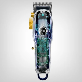 בהדרגה מנוף רב עוצמה מנוע שיער קליפר מקצועי זקן תספורת הביתה LCD מתכוונן חשמלי גוזם שיער לגברים הספר תספורת