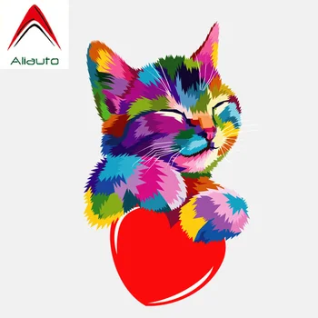 Aliauto הרכב מדבקה צבעונית החתול מחזיק את הלב אביזרי PVC מדבקות עבור אאודי A8-A3 6ב פיג 'ו 307 גולף 6 ,10 ס