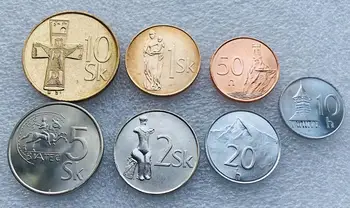 7 מטבע סט 10 Helhelhel-10 קרונות מטבעות בסלובקיה חדש עם מטבעות זרים.