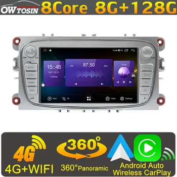 Owtosin 2 Din אנדרואיד 11 8G+128G DVD לרכב מולטימדיה עבור פורד פוקוס מונדיאו Galaxy 2007-2010 GPS רדיו מסך אוטומטי CarPlay סטריאו
