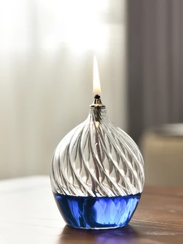 יצירתי פסים כוס שמן המנורה פמוט קישוט נורדי רומנטי פשוטה משק מודרני שולחן העבודה ללא עשן פריך נפט