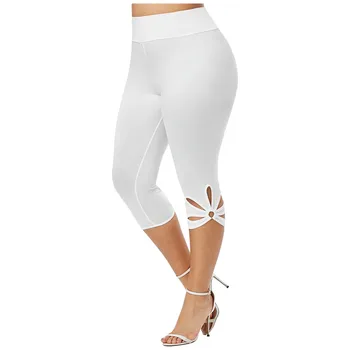 סקסי נשים מכנסיים קצרים צועד אופנה חלול הקיץ אלסטי המותניים חלקה הלבן Capri מזדמן חותלות מכנסיים קצרים leggins mujer